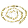 Oro Laminado Basic Necklace, Gold Filled Style Figaro Design, Polished, Golden Finish, 04.63.0118.20