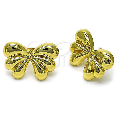 Oro Laminado Stud Earring, Gold Filled Style Bow Design, Polished, Golden Finish, 02.341.0204