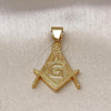 Oro Laminado Religious Pendant, Gold Filled Style Polished, Golden Finish, 05.342.0212