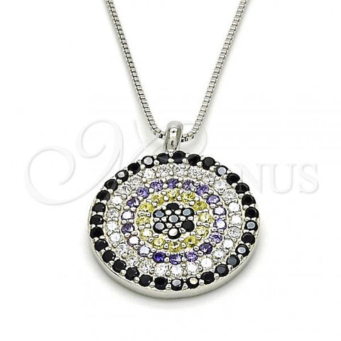 Sterling Silver Pendant Necklace, with Multicolor Micro Pave, Polished, Rhodium Finish, 04.336.0071.16