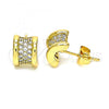 Oro Laminado Stud Earring, Gold Filled Style with White Micro Pave, Polished, Golden Finish, 02.344.0094