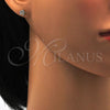 Stainless Steel Stud Earring, Flower Design, with White Crystal, Polished, Golden Finish, 02.271.0005