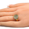 Oro Laminado Multi Stone Ring, Gold Filled Style with White Micro Pave, Polished, Golden Finish, 01.118.0049.07 (Size 7)