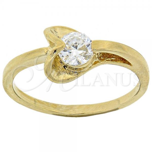 Oro Laminado Multi Stone Ring, Gold Filled Style Heart Design, with Dark Champagne Cubic Zirconia, Polished, Golden Finish, 5.166.029.06 (Size 6)
