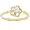 Oro Laminado Multi Stone Ring, Gold Filled Style Flower Design, with White Cubic Zirconia, Polished, Golden Finish, 5.166.030.09 (Size 9)