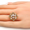 Oro Laminado Multi Stone Ring, Gold Filled Style with White Cubic Zirconia, Polished, Golden Finish, 01.210.0028.1.08 (Size 8)