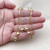 Oro Laminado Long Earring, Gold Filled Style Heart Design, Golden Finish, 5.097.002