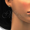 Stainless Steel Stud Earring, Flower Design, with Blue Topaz Crystal, Polished, Golden Finish, 02.271.0019.1