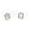 Rhodium Plated Stud Earring, with White Crystal, Polished, Rhodium Finish, 02.26.0266