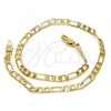 Oro Laminado Basic Anklet, Gold Filled Style Figaro Design, Polished, Golden Finish, 5.222.016.10