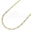 Oro Laminado Basic Necklace, Gold Filled Style Figaro Design, Polished, Golden Finish, 04.213.0238.18