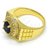 Oro Laminado Mens Ring, Gold Filled Style with Black and White Cubic Zirconia, Polished, Golden Finish, 01.266.0001.2.12 (Size 12)