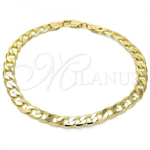 Oro Laminado Basic Anklet, Gold Filled Style Curb Design, Polished, Golden Finish, 5.222.002.10