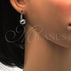 Rhodium Plated Leverback Earring, with Aurore Boreale Swarovski Crystals, Polished, Rhodium Finish, 02.179.0002