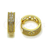 Oro Laminado Huggie Hoop, Gold Filled Style Four-leaf Clover Design, with White Cubic Zirconia, Polished, Golden Finish, 02.283.0244.20