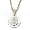 Oro Laminado Religious Pendant, Gold Filled Style Guadalupe Design, Diamond Cutting Finish, Tricolor, 05.351.0075