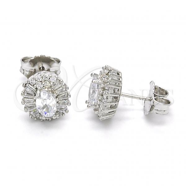 Sterling Silver Stud Earring, with White Cubic Zirconia, Polished,, 02.186.0062