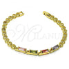 Oro Laminado Fancy Bracelet, Gold Filled Style with Multicolor Cubic Zirconia, Polished, Golden Finish, 03.283.0127.07