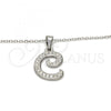 Stainless Steel Pendant Necklace, Initials and Rolo Design, with White Crystal, Polished, Steel Finish, 04.238.0003.1.18