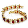 Oro Laminado Tennis Bracelet, Gold Filled Style with Garnet and White Cubic Zirconia, Polished, Golden Finish, 03.284.0002.07