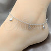 Sterling Silver Fancy Anklet, Heart Design, Polished, Silver Finish, 03.409.0072.10