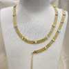 Oro Laminado Necklace and Bracelet, Gold Filled Style with Aurore Boreale Crystal, Polished, Golden Finish, 06.185.0017
