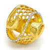 Oro Laminado Multi Stone Ring, Gold Filled Style Spiral Design, with White Crystal, Polished, Golden Finish, 01.241.0056.09 (Size 9)