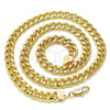 Oro Laminado Basic Necklace, Gold Filled Style Miami Cuban Design, Golden Finish, 04.63.0130.1.24