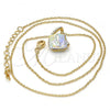 Oro Laminado Pendant Necklace, Gold Filled Style Rolo Design, with Aurore Boreale Swarovski Crystals and Aurore Boreale Pearl, Polished, Golden Finish, 04.239.0039.7.16