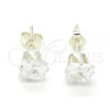 Sterling Silver Stud Earring, with White Cubic Zirconia, Polished,, 02.63.2611