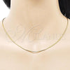 Oro Laminado Basic Necklace, Gold Filled Style Rat Tail Design, Diamond Cutting Finish, Golden Finish, 04.341.0132.20