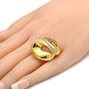 Oro Laminado Multi Stone Ring, Gold Filled Style with White Crystal, Polished, Golden Finish, 01.241.0008.07 (Size 7)