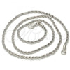 Rhodium Plated Basic Necklace, Rope Design, Polished, Rhodium Finish, 5.222.036.1.20