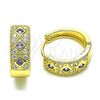 Oro Laminado Huggie Hoop, Gold Filled Style with Amethyst Cubic Zirconia and White Micro Pave, Polished, Golden Finish, 02.210.0056.14.15