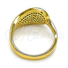 Oro Laminado Multi Stone Ring, Gold Filled Style with White Micro Pave, Polished, Golden Finish, 01.118.0049.07 (Size 7)