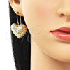 Oro Laminado Stud Earring, Gold Filled Style Heart and Hollow Design, Polished, Golden Finish, 02.163.0362