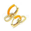 Oro Laminado Huggie Hoop, Gold Filled Style Lock Design, Orange Enamel Finish, Golden Finish, 02.213.0216.2.12