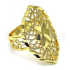 Oro Laminado Elegant Ring, Gold Filled Style Bow and Filigree Design, Diamond Cutting Finish, Golden Finish, 01.233.0030.09