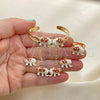 Oro Laminado Necklace, Bracelet, Earring and Ring, Gold Filled Style Elephant Design, Red Enamel Finish, Golden Finish, 06.361.0028