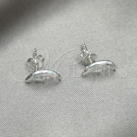 Sterling Silver Stud Earring, Moon Design, Polished, Silver Finish, 02.392.0024