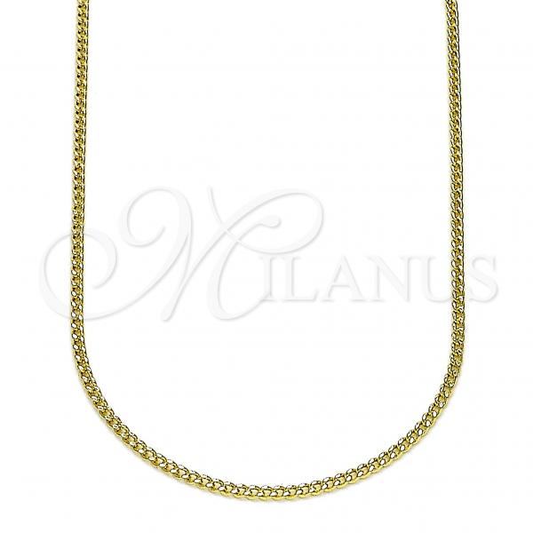Oro Laminado Basic Necklace, Gold Filled Style Miami Cuban Design, Polished, Golden Finish, 04.213.0256.18