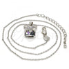 Rhodium Plated Pendant Necklace, Bow Design, with Aurore Boreale Swarovski Crystals and White Micro Pave, Polished, Rhodium Finish, 04.239.0024.1.16