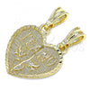 Oro Laminado Fancy Pendant, Gold Filled Style Heart Design, Polished, Golden Finish, 05.351.0107
