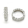 Sterling Silver Huggie Hoop, with White Cubic Zirconia, Polished, Rhodium Finish, 02.186.0037.15