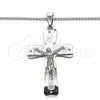 Stainless Steel Pendant Necklace, Crucifix Design, Polished, Steel Finish, 04.116.0040.30