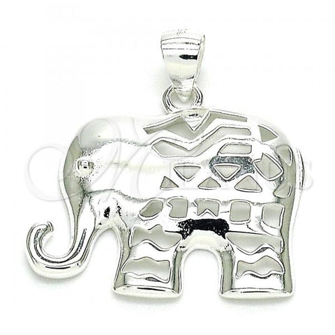 Sterling Silver Fancy Pendant, Elephant Design, Polished,, 05.398.0035