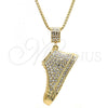 Oro Laminado Pendant Necklace, Gold Filled Style Shoes Design, with White Crystal, Polished, Golden Finish, 04.242.0073.30