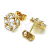 Oro Laminado Stud Earring, Gold Filled Style with White Cubic Zirconia, Polished, Golden Finish, 02.387.0017.1