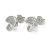 Sterling Silver Stud Earring, with White Cubic Zirconia, Polished, Rhodium Finish, 02.336.0053