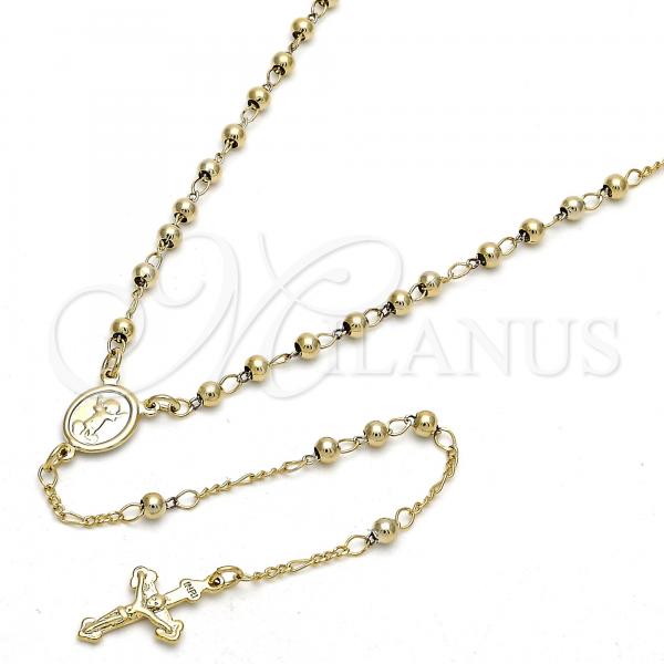 Oro Laminado Thin Rosary, Gold Filled Style Divino Niño and Crucifix Design, Polished, Golden Finish, 09.118.0008.18